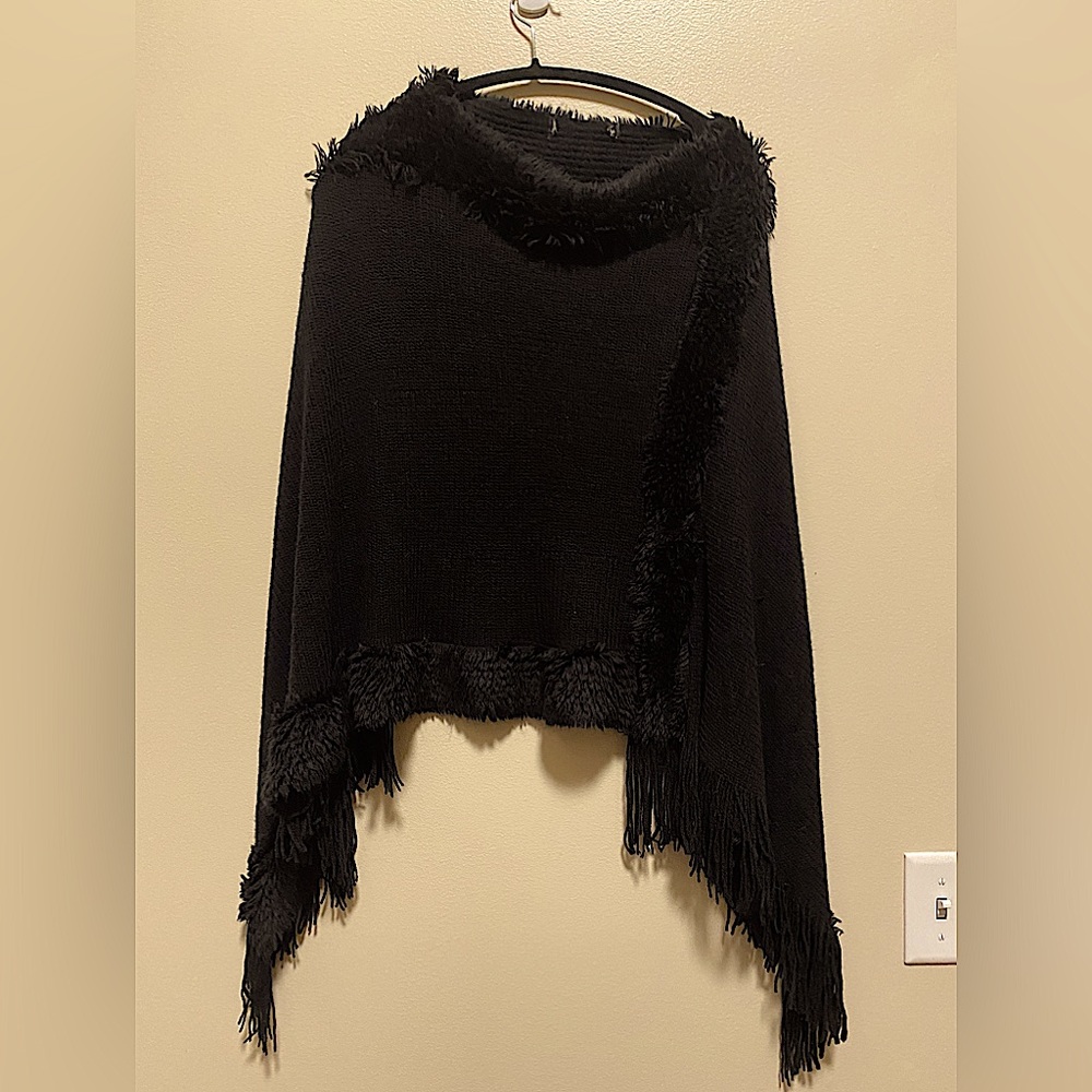 Faux fur Black Poncho